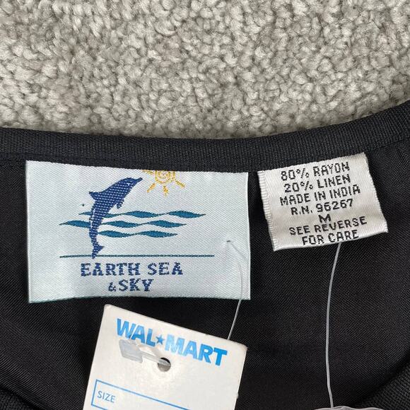 VTG Patchwork Embroidered Top Sz M Red Black Long Sleeve Funky Abstract Linen - Picture 8 of 13